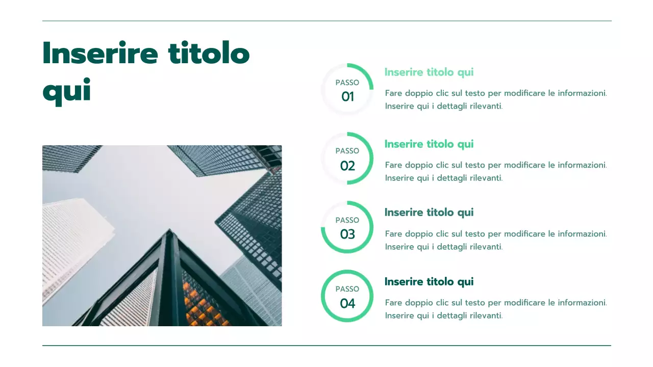 Presentazione con vari grafici in gradiente verde