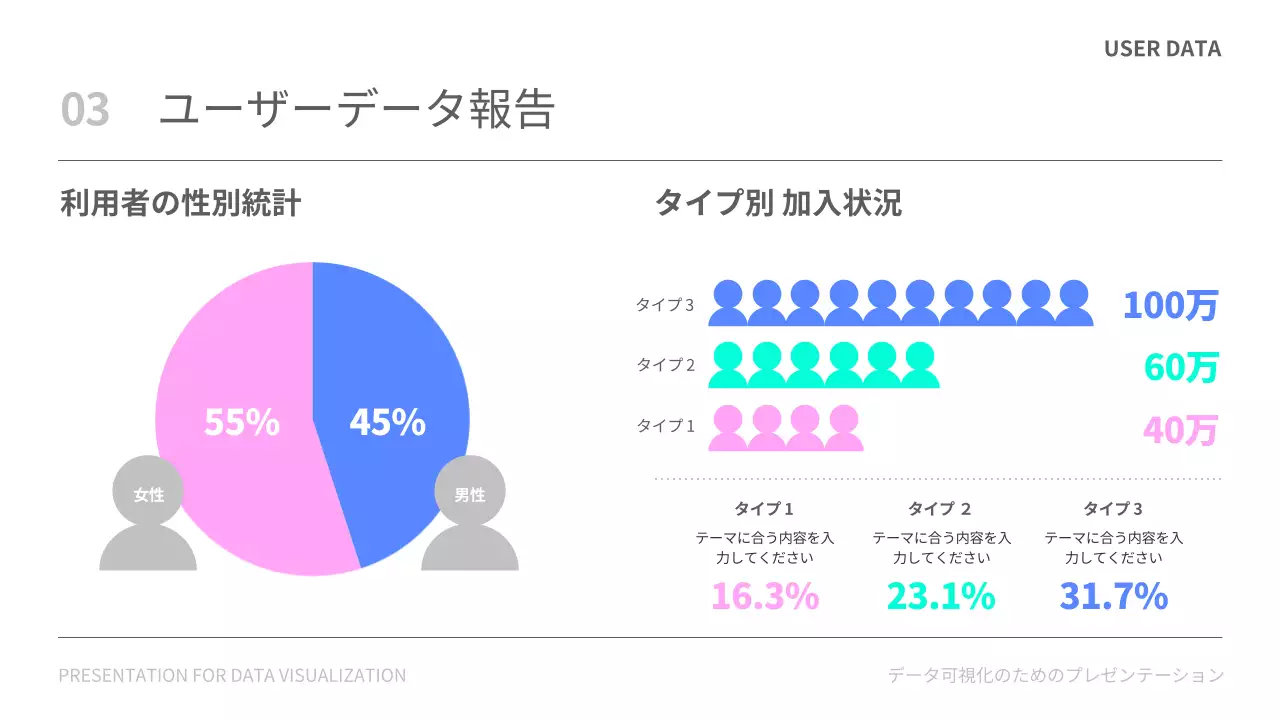 白黒 シンプル データ プレゼンテーション