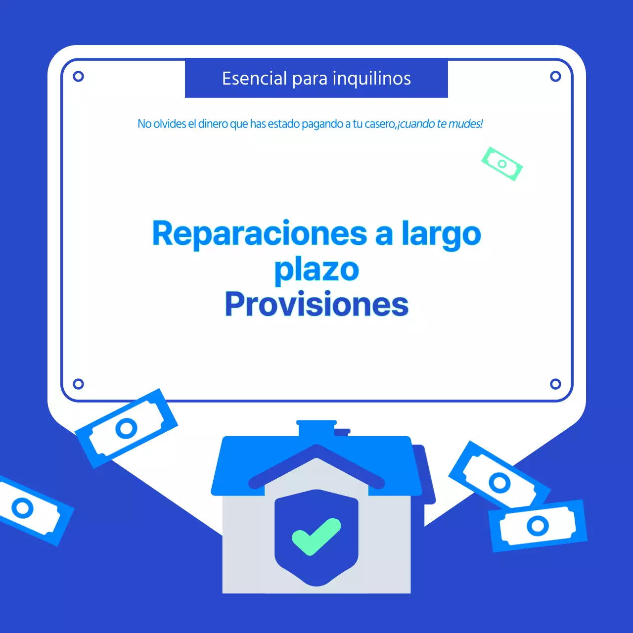Icono de la casa azul y menta Provisión para reparaciones a largo plazo