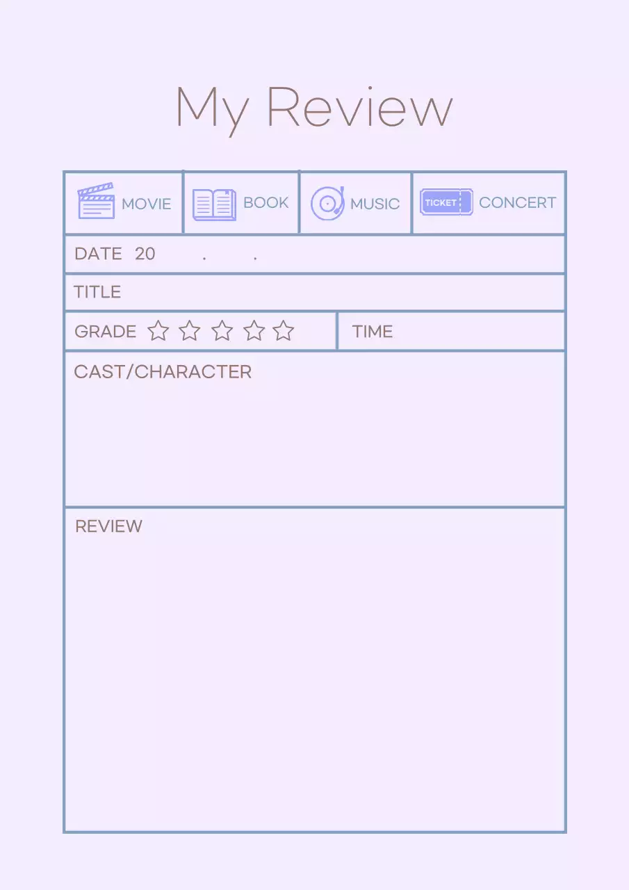 ラベンダー シンプル レビュー ドキュメント ポスター