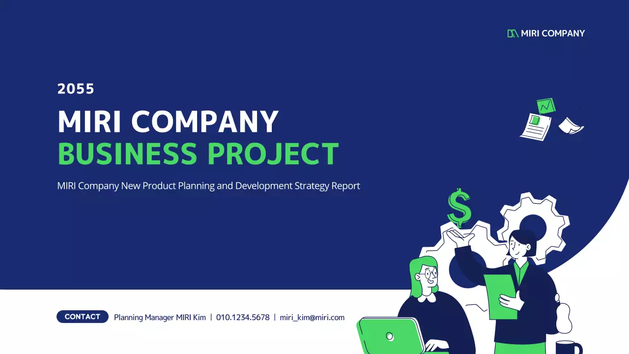 A clean, navy business illustrated report