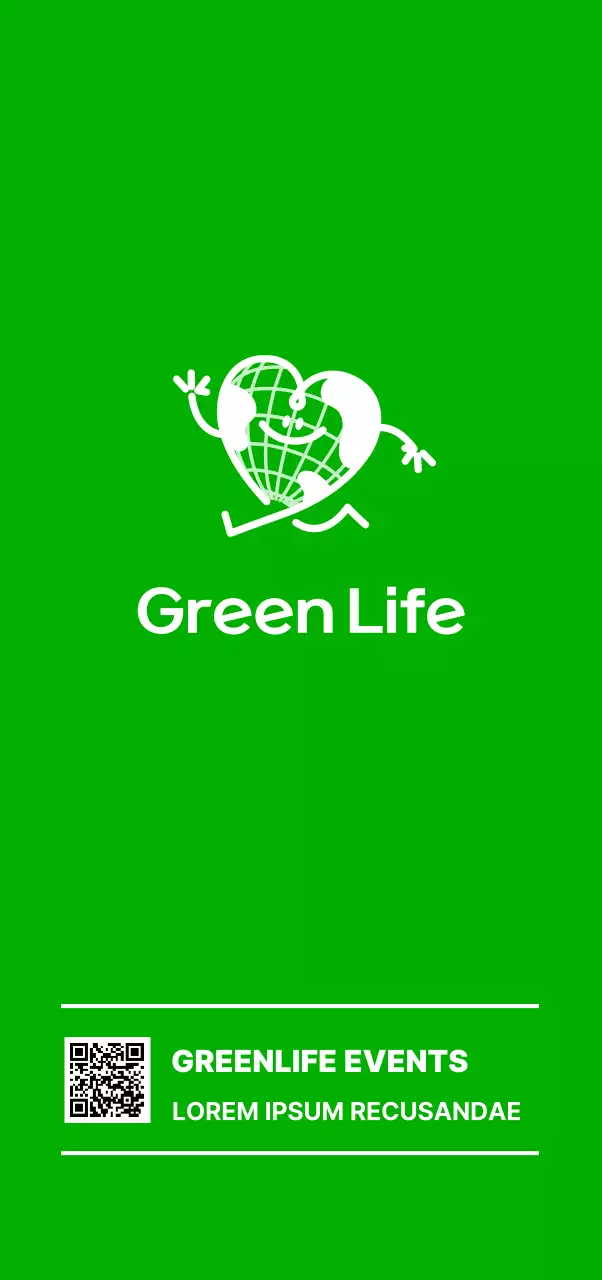 Promote an eco-friendly camp with a cute heart-shaped earth character in green.