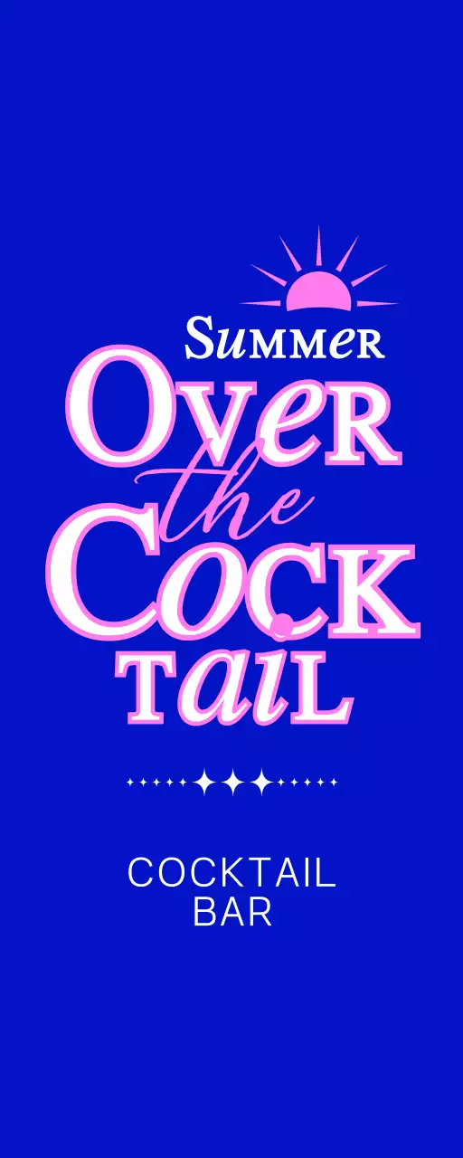 Promote a cocktail bar with a blue and pink sun illustration
