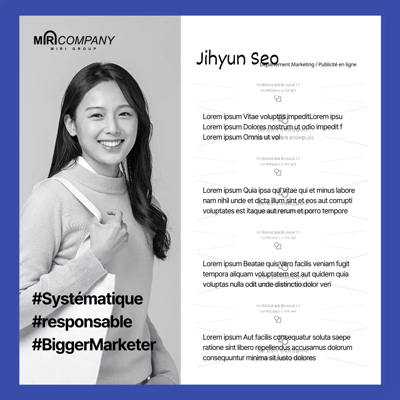 Bleu jaune concept carte de présentation d'un employé d'une entreprise nouvelles médias sociaux contenu