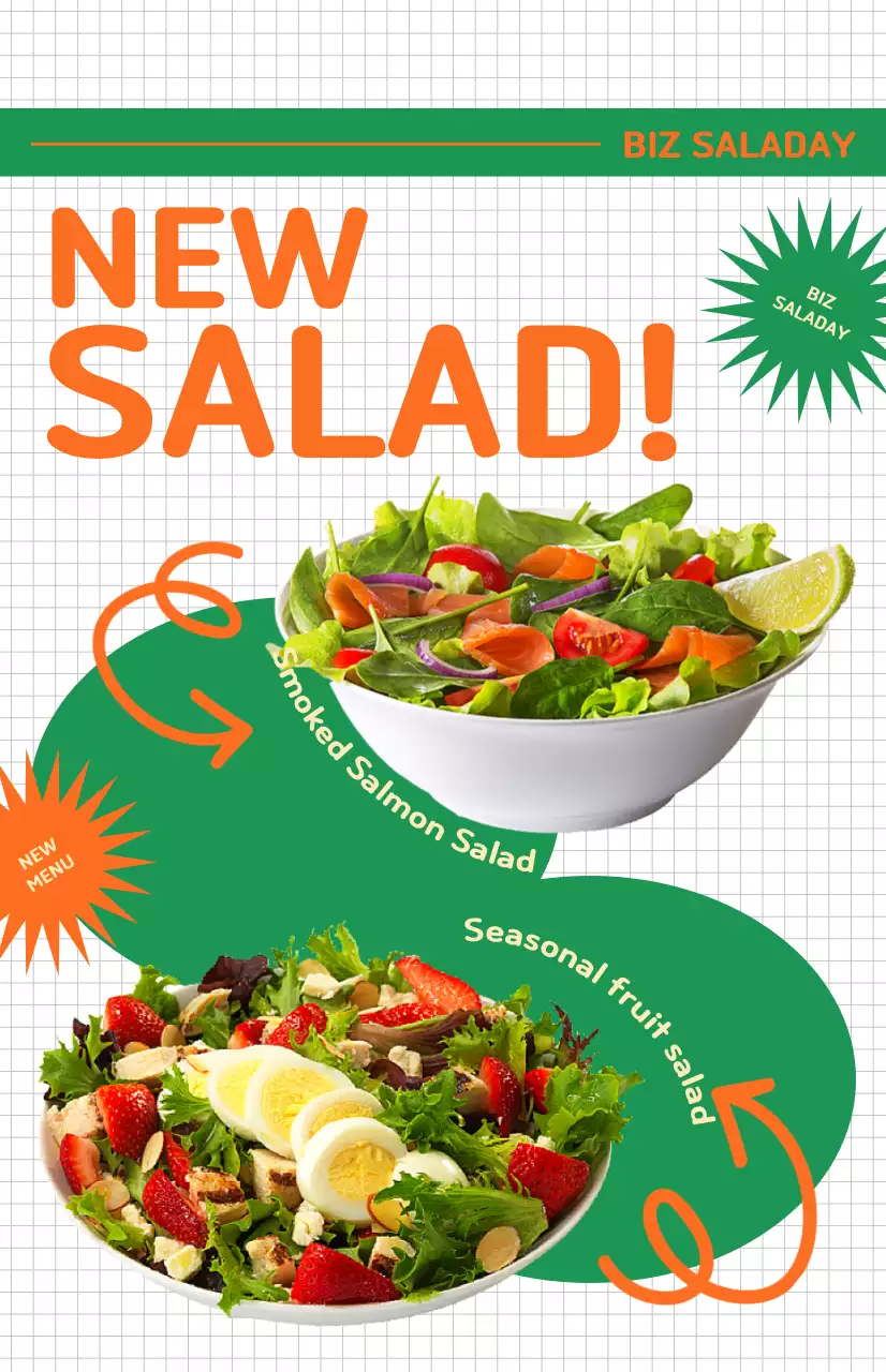 Promote a fresh-looking salad cafe menu with a flag