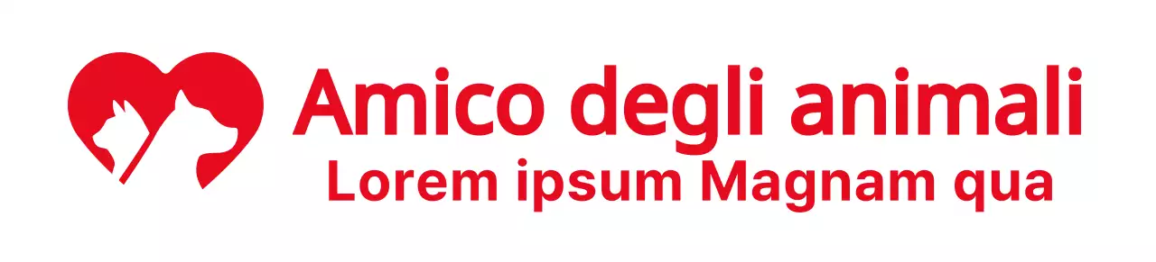 Promozione di un evento con il concetto di associazione animalista in rosso.