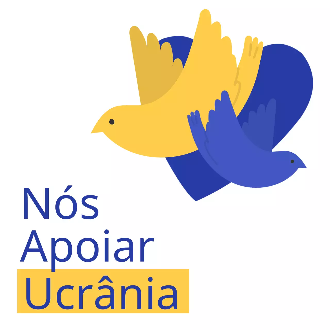 Contra a guerra na Ucrânia com pombas amarelas e azuis