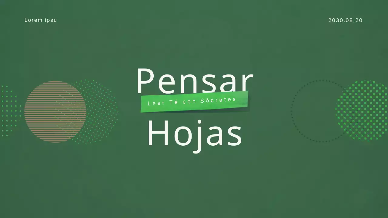 Presentación del club del libro de filosofía en tonos verdes