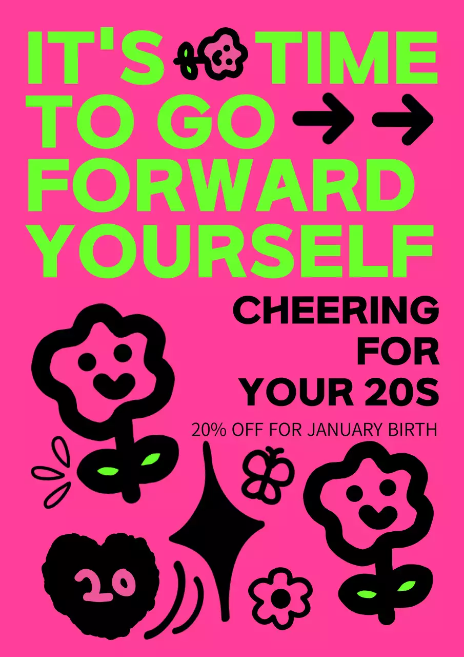 핑크 트렌디 모티베이션 프로모션 포스터