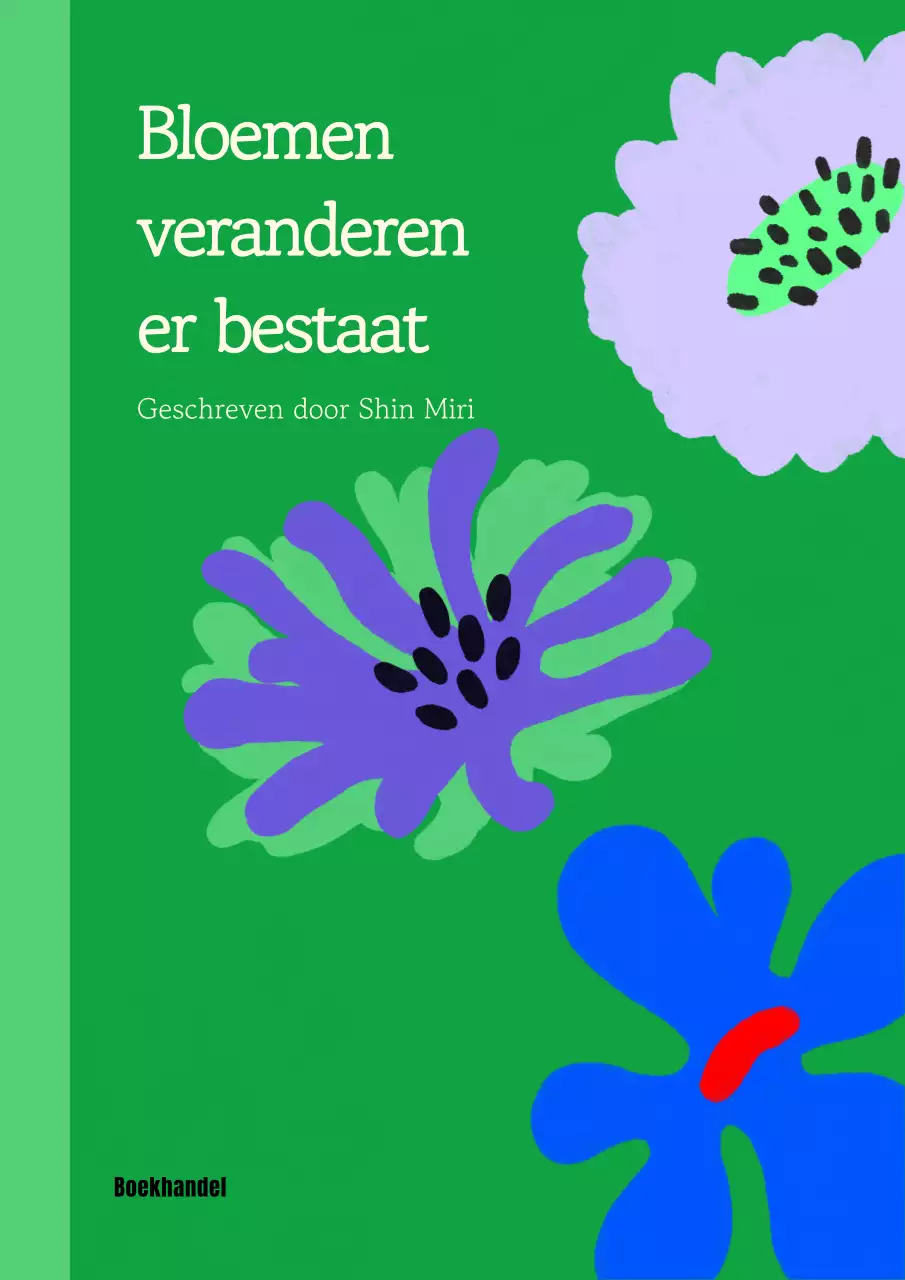 Handgetekend concept in groen en paars Ecologie van bloemen