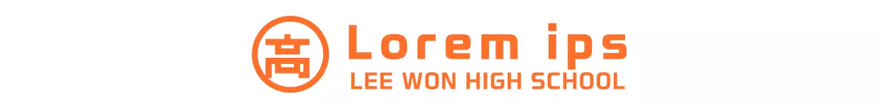 Simbol modern sederhana berwarna oranye dan putih dengan gaya aksen logo untuk promosi sekolah menengah atas