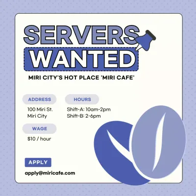 Barista job posting with mauve and white text accents V1