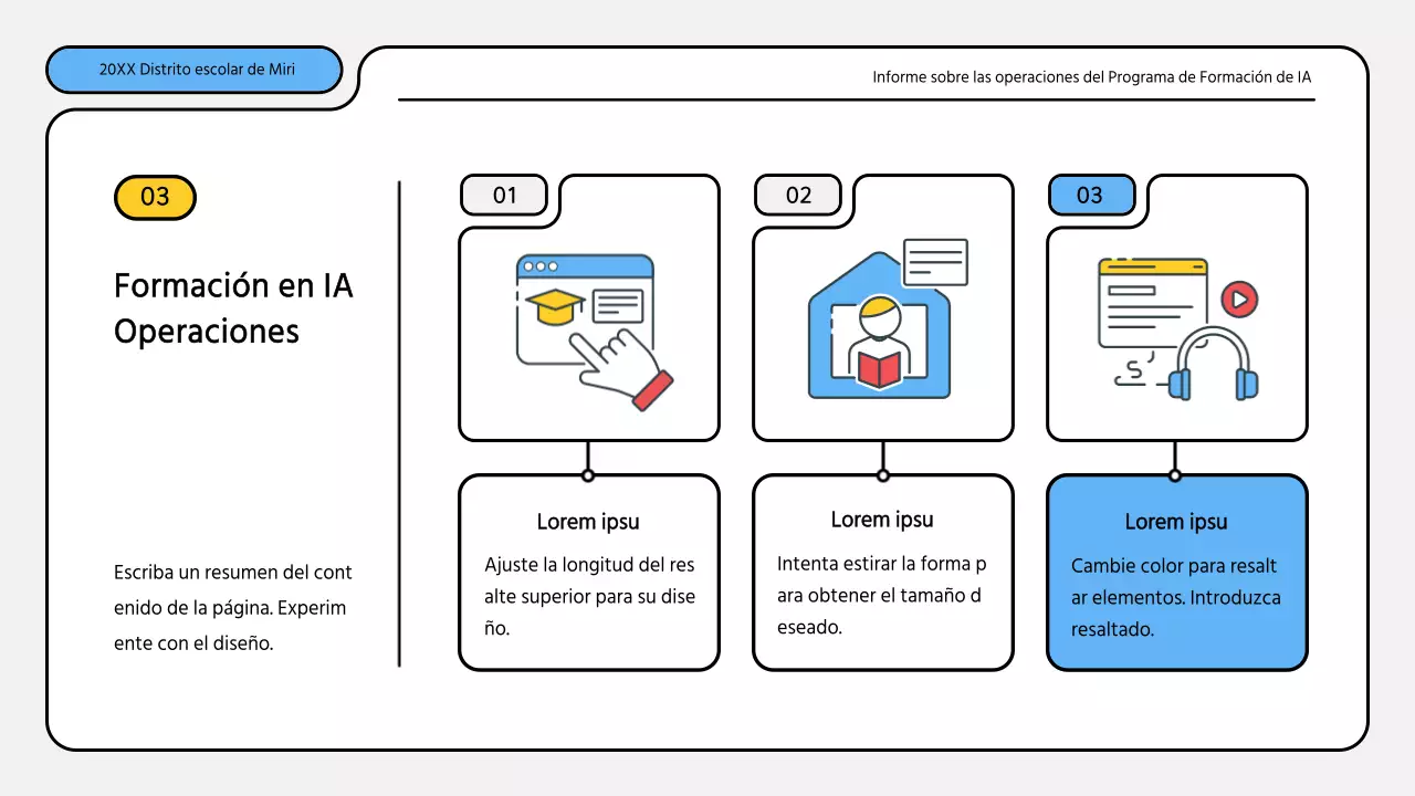 Kit de presentación de informes de formación en azul y amarillo