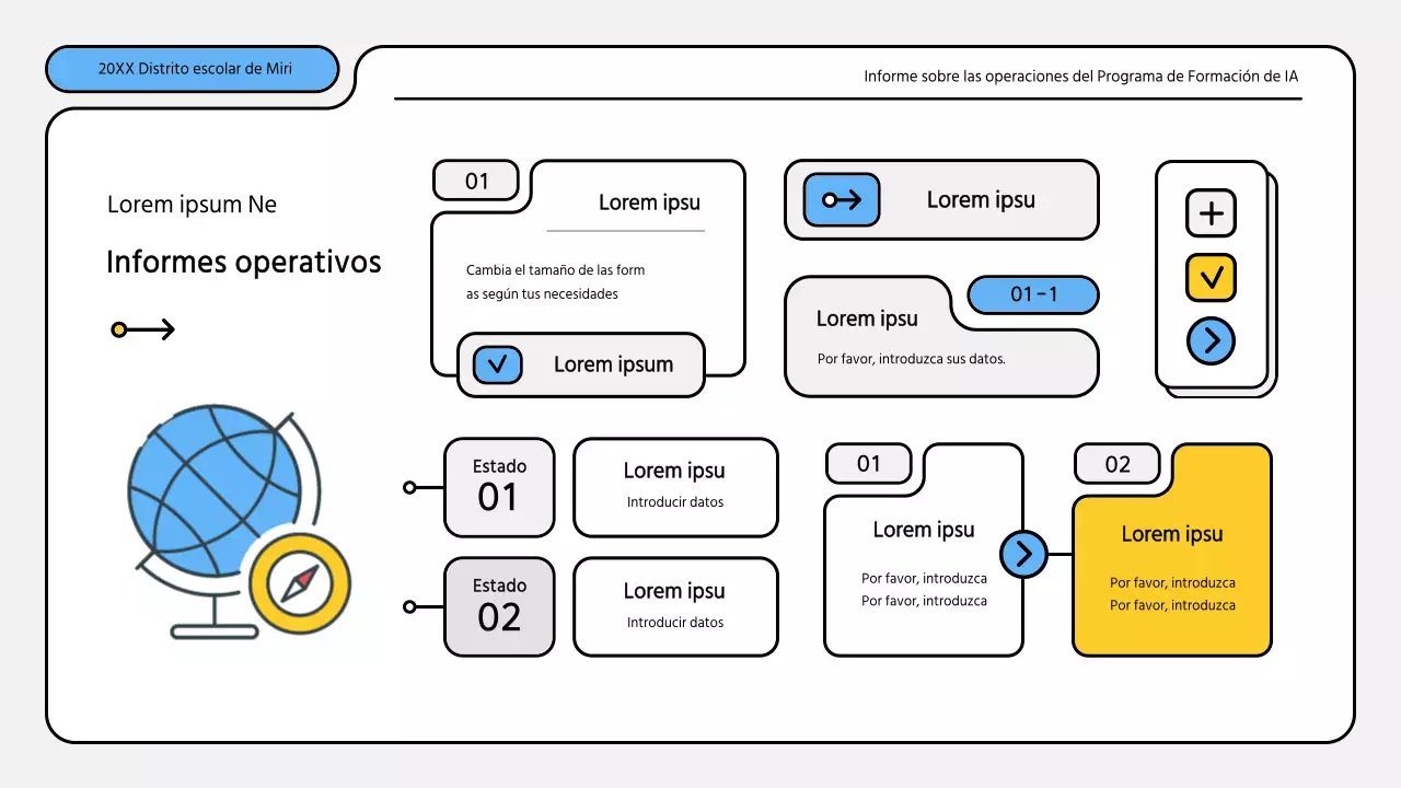 Kit de presentación de informes de formación en azul y amarillo
