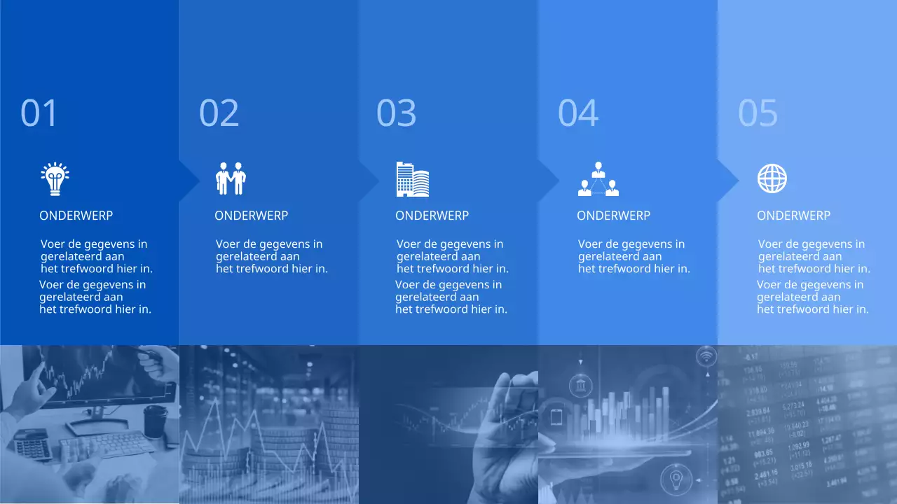 Wegenkaart met foto's en pictogrammen in blauw