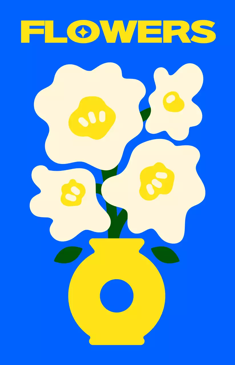 Gaya ilustrasi bunga yang lucu, penuh warna, dan trendi untuk barang-barang pribadi