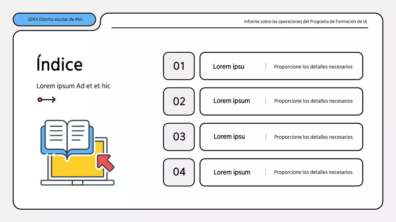 Kit de presentación de informes de formación en azul y amarillo