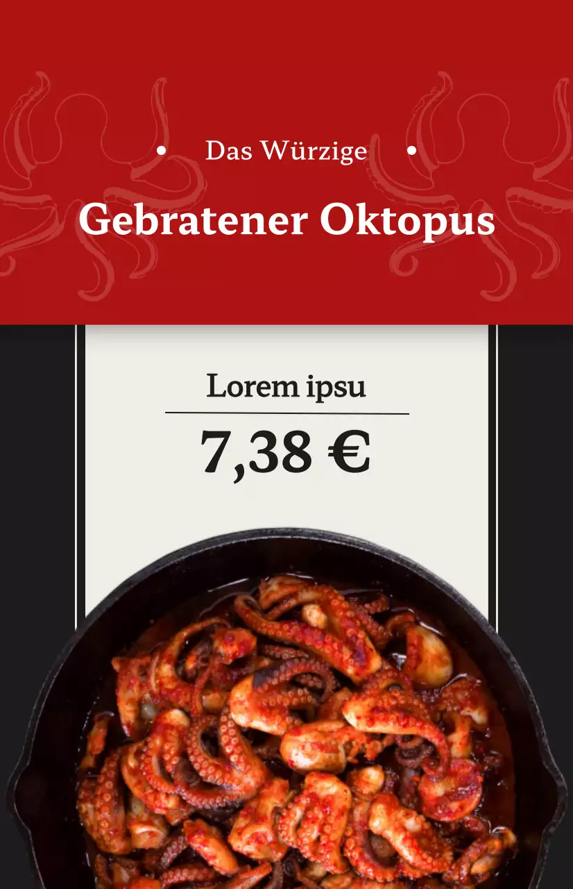 Restaurant-Werbung mit Bildern von koreanischen Menüpunkten in verschiedenen Farben