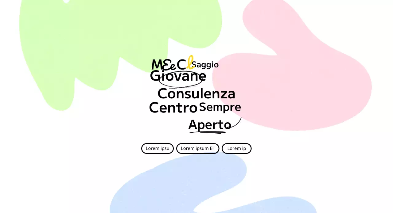 Un corso di consulenza all'interno del campus con un concetto tipografico colorato