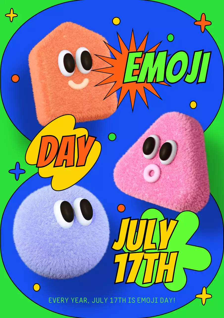 파란색과 연두색의 키치한 3d 세계 이모지의 날