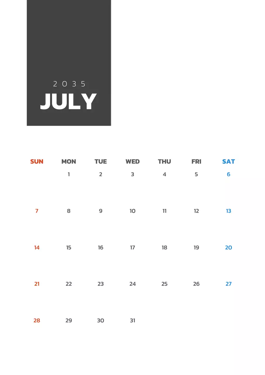 黒と白のシンプルな一枚もののカレンダー