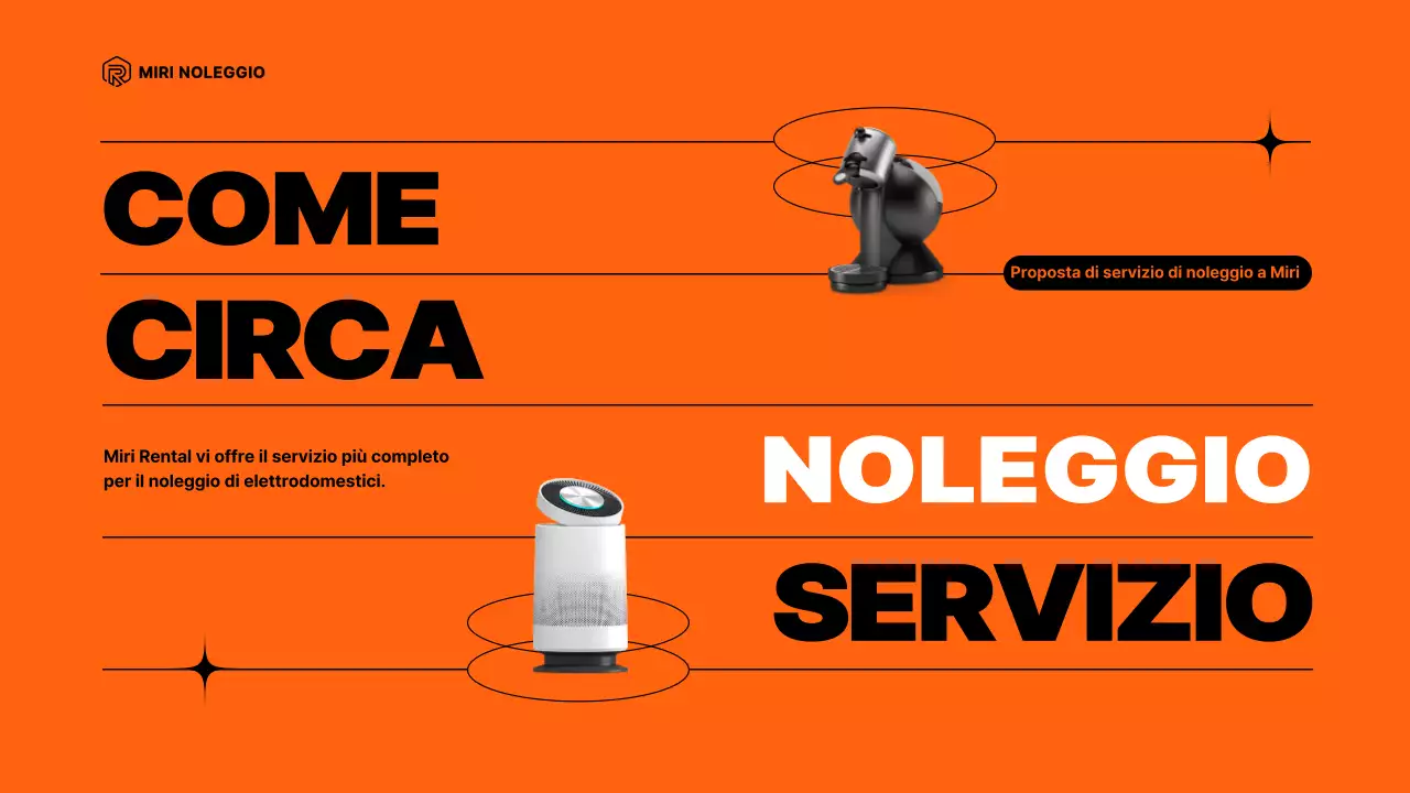 Proposta di servizio di noleggio elettrodomestici con elementi arancioni