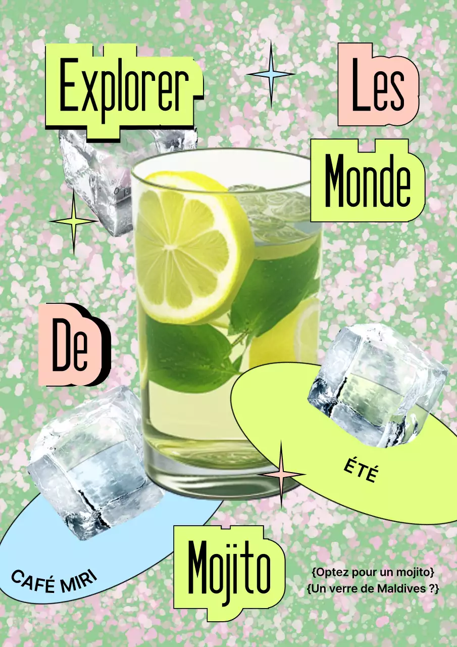 Nouvelle carte des mojitos aux couleurs chartreuse et rose très tendance