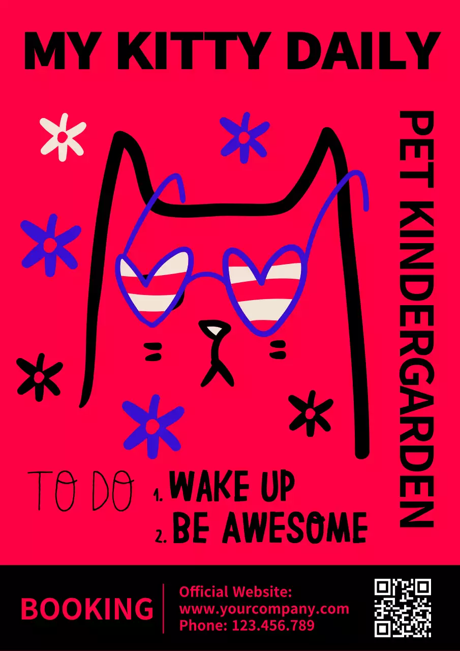 레드 트렌디 반려동물 홍보 포스터