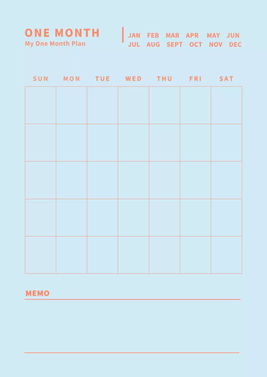 水色 シンプル スケジュール カレンダー ポスター
