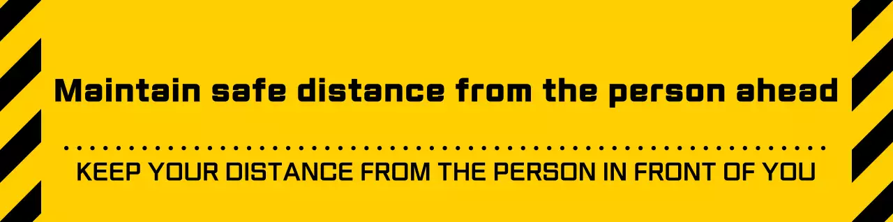 Simple, clean icon and text style in yellow and black Keep your distance warnings