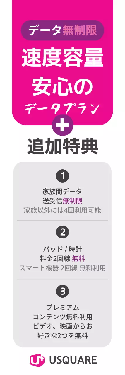 ピンク シンプル データプラン ポスター ウェブバナー