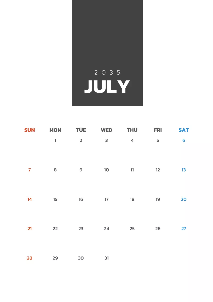 黒と白のシンプルな一枚もののカレンダー