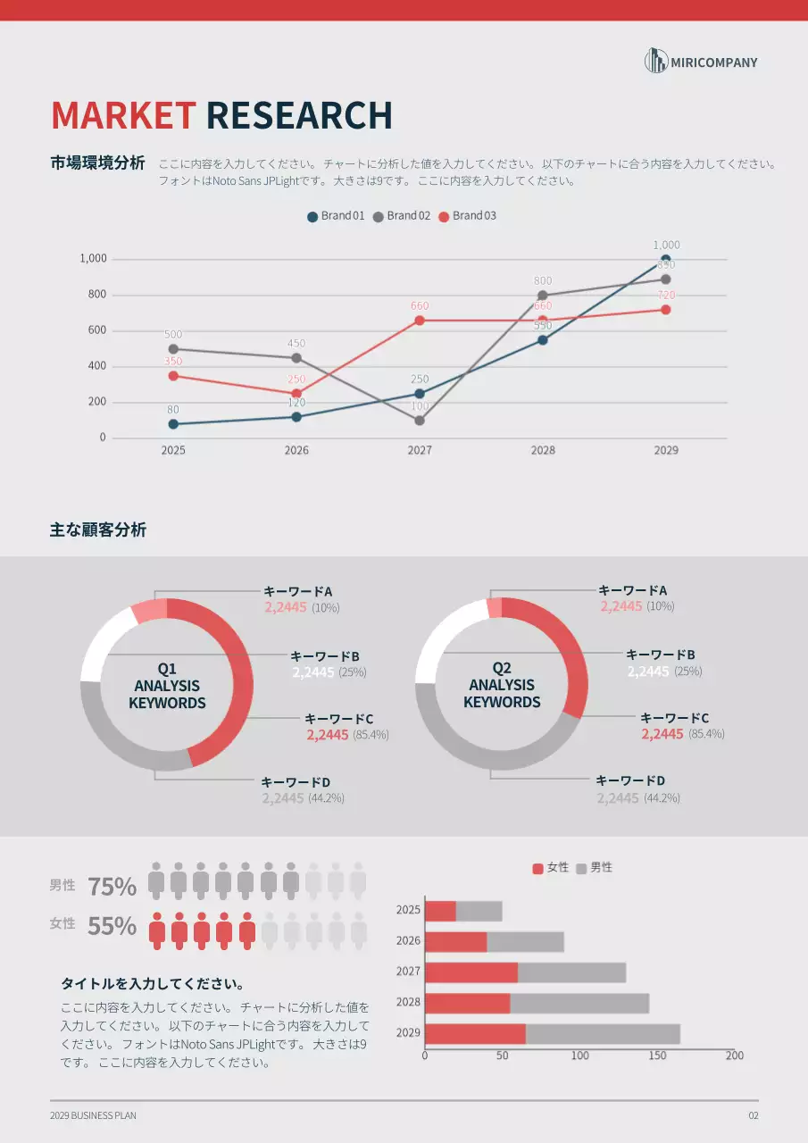 黒 モダン ビジネス 計画書 文書フォーム