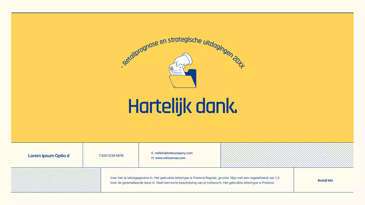 Rapport over de vooruitzichten voor de detailhandel met blauwe en gele illustraties