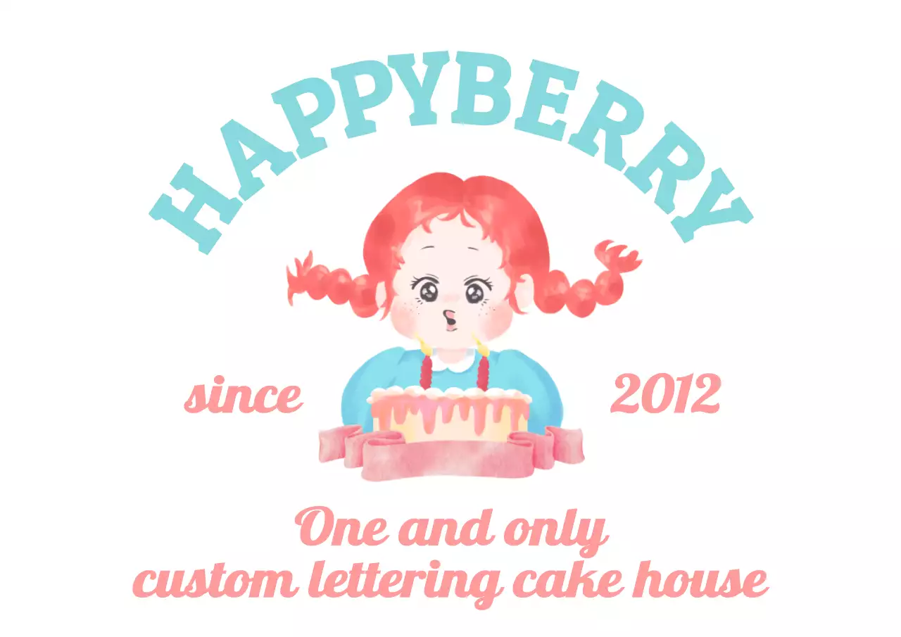 Watercolor drawing concept in light blue and pink for promotion and signage for a handmade cake shop.