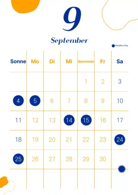 Orange und marineblaue zweifarbige geometrische Formen Isa (handlose Tage) Kalender