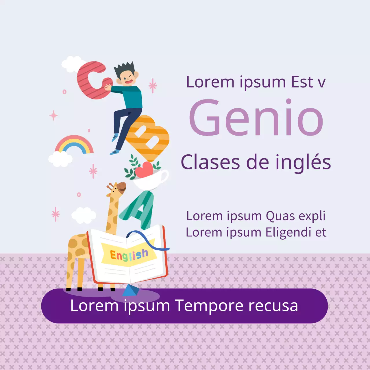 Bora Illustrated Promoción de la Educación en la Escuela de Inglés