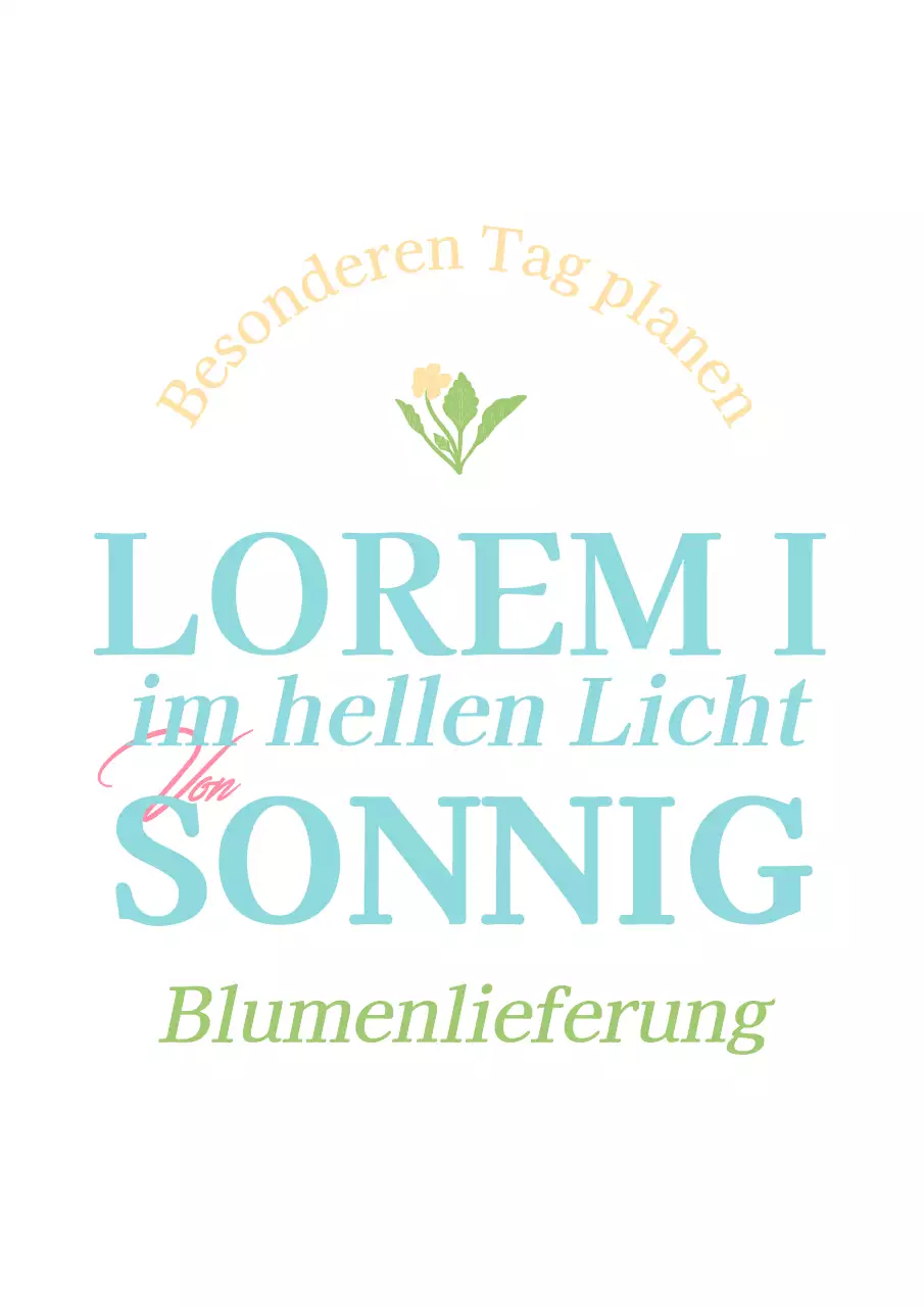 Werbung für ein Blumengeschäft mit einem pastellfarbenen Vintage-Konzept mit dem Namen des Geschäfts und Blumenillustrationen.