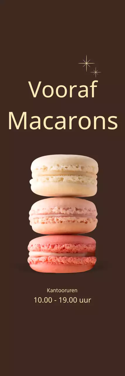 Macaron open promotie klein op bruine achtergrond