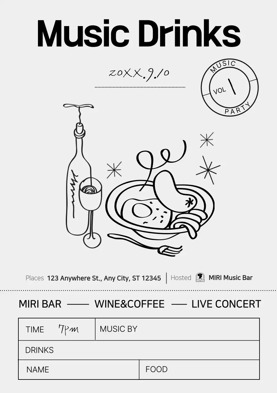 Black Minimal Music Event Announcement Poster