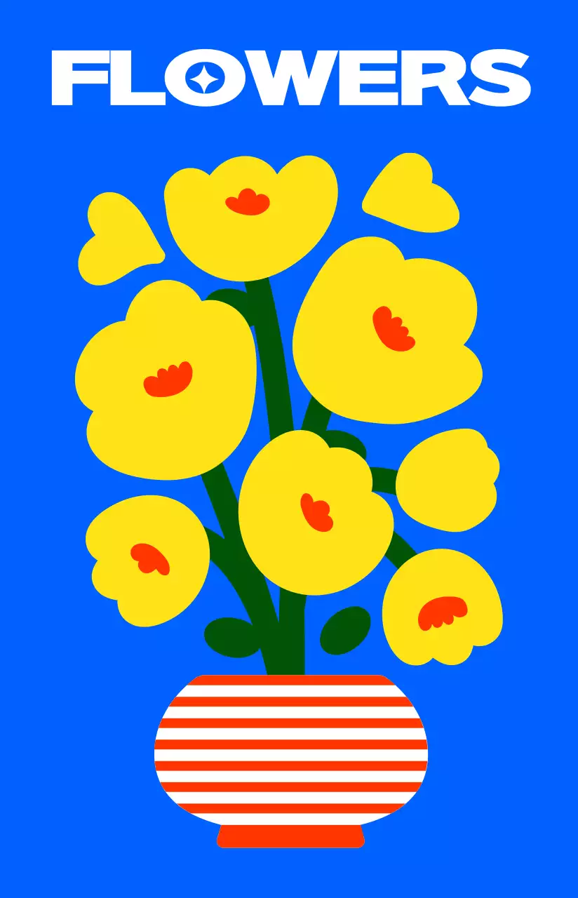 Gaya ilustrasi bunga yang lucu, penuh warna, dan trendi untuk barang-barang pribadi