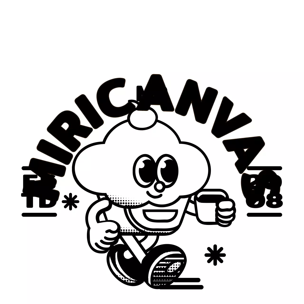 Karakter cupcake yang lucu dan trendi serta gaya logo kombinasi teks untuk promosi dan merchandise kafe