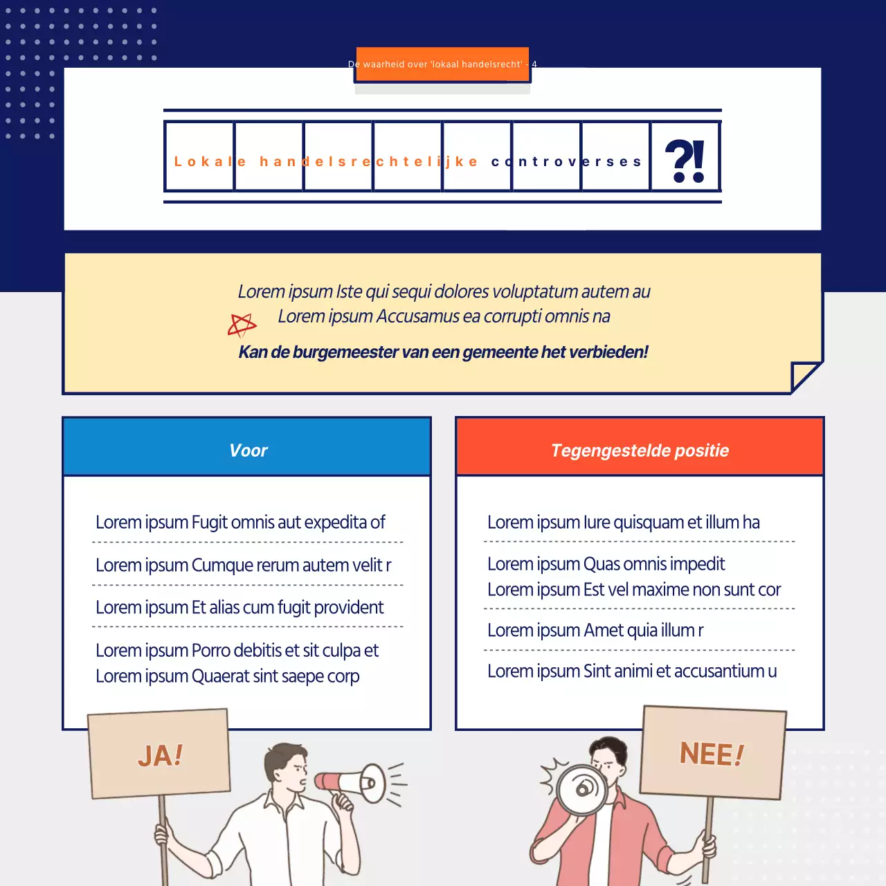 Marineblauw en grijs ontwerp voor informatie over bestemmingsplannen en vastgoedpromotie