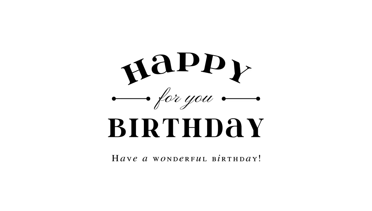 Amplop kartu pos ulang tahun dengan teks hitam dan ilustrasi garis