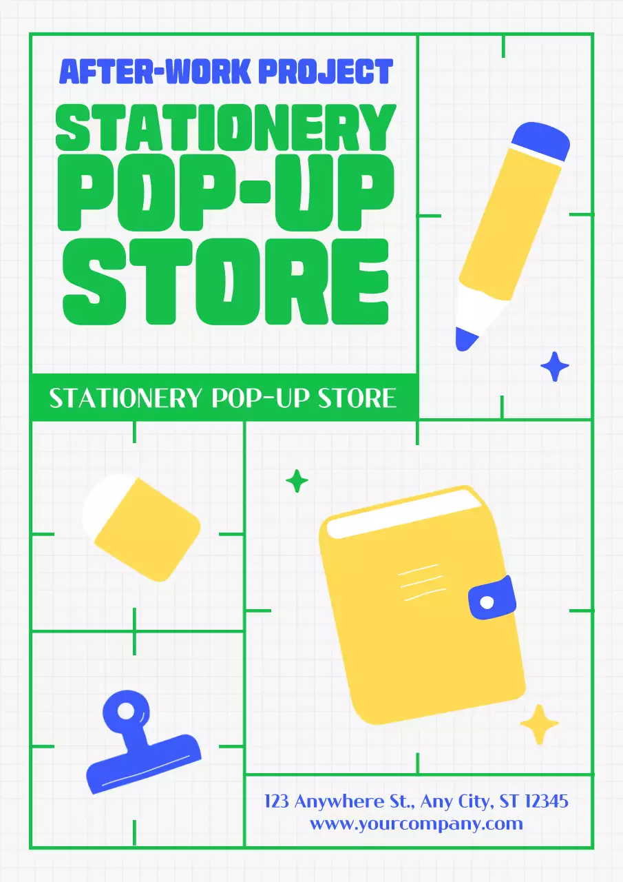 그린 모던 스테셔너리 홍보 포스터