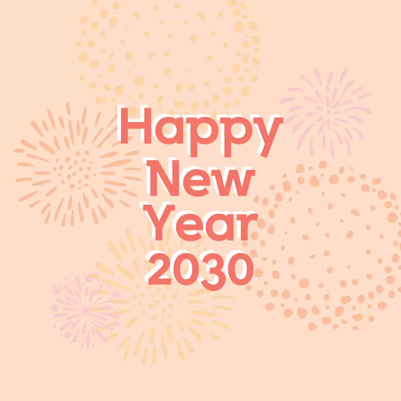 オレンジ赤のイラスト年賀状ラベル