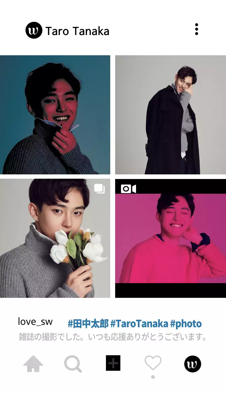 グレー シンプル 写真 プロフィール 名刺