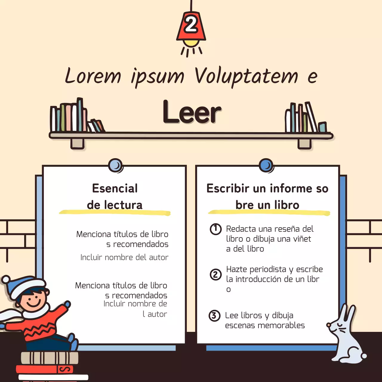 Vacaciones de invierno con simpáticas ilustraciones en beige