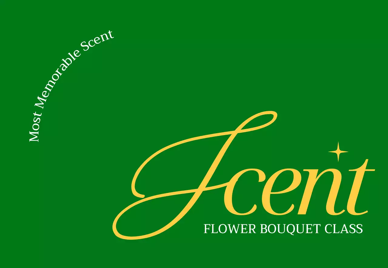 Simple green and yellow text to promote a flower shop