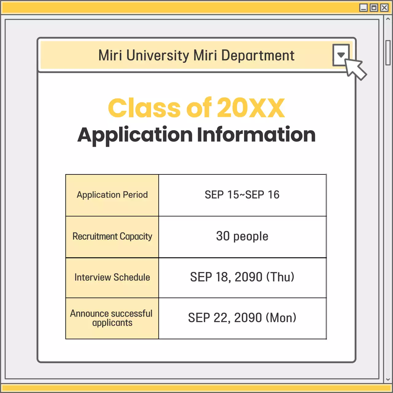 옐로우 심플 신청 공지 소셜 미디어 게시글